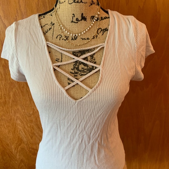 PacSun Tops - Pacsun Tan Criss Cross V Neck Top